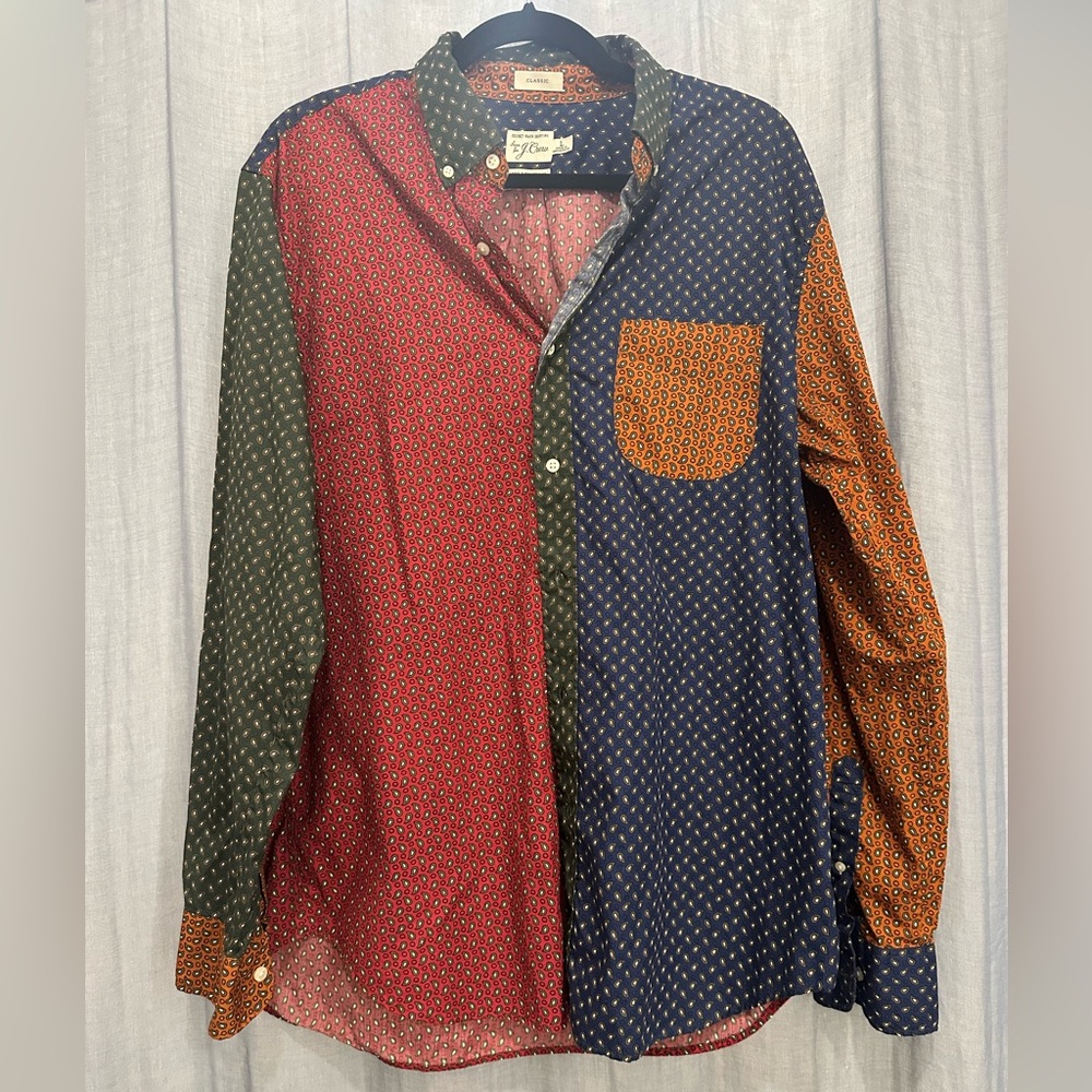 J. Crew Multicolor Paisley Patchwork Men's Shirt - Size L